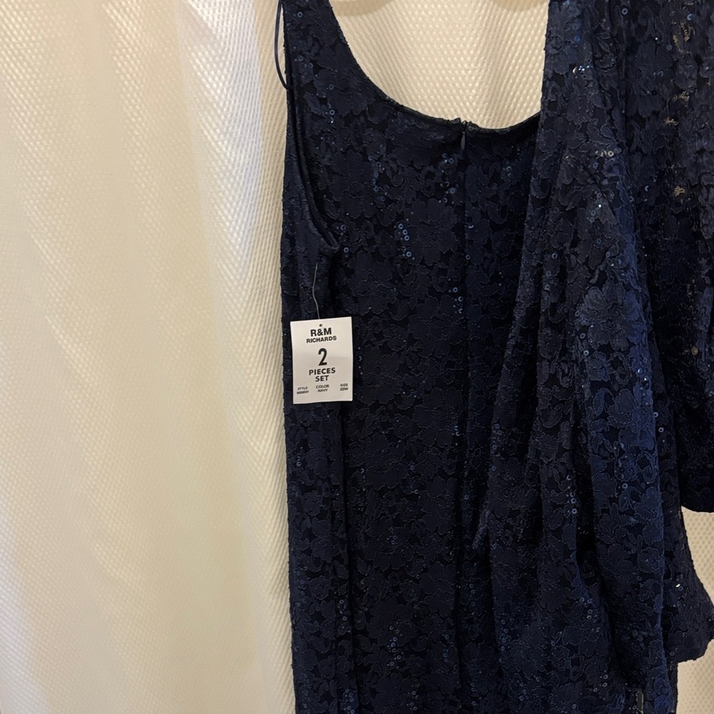 R & M Richards Navy Blue Lace Maxi Dress - Picture 7 of 7